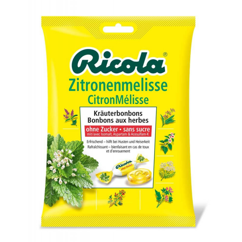 Ricola citron mélisse bonbons aux herbes sans sucre sachet 125 g