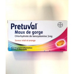 Pretuval Maux de gorge pastilles à sucer miel et orange...