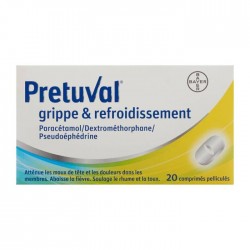 Pretuval grippe refroidissement comprimé 20 pièces