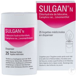 Sulgan-N lingettes médicinales en dispenseur 25 pce
